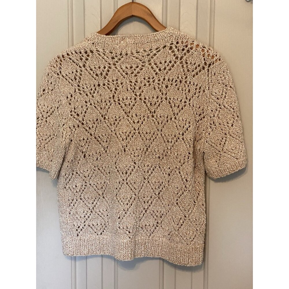 Handmade Tan Brown Knit Women's S Sweater Hand Knit Vintage - Picture 5 of 5